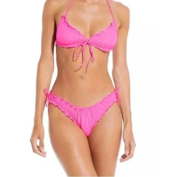 SOLID & STRIPED NWT Bikini Regina Ruffle Frill Bottoms 90s Tie String Cheeky - Picture 8 of 16